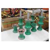 Lot of (16) Industrial Equipment  with Greenlee Haines Roller 31931 6"Dx7"W (x12),  Poles 1-3/4"Dx20"L (x4)