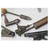 Lot of (Approximately 5) Vintage Hand Tools  with Hand Drill, Rivot Tool, Printer Roller, Chisel