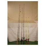 6 Fishing Rods - 5 Reels