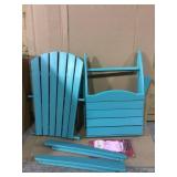 Grant Park Traditional Curveback Blue Plastic Outdoor Patio Adirondack Chair Customer Returns See Pictures