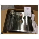 AKDY KS0082 Handcrafted All-in-1 Drop-in Stainless Steel 25″ x 22″ x 9″ Single Bowl Kitchen Sink Customer Returns See Pictures