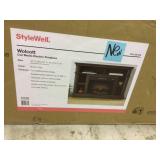 Wolcott 48 in. Media Console Electric Fireplace in Brown Oak Customer Returns See Pictures