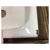 Quince Drop-in Cast Iron 25 in. 4-Hole Single Bowl Kitchen Sink in Brilliant White PLEASE SEE PHOTO PEELING DAMAGE Customer Returns See Pictures