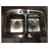 Pergola Drop-In Stainless Steel 33 in. 4-Hole Double Bowl Kitchen Sink by Elkay Customer Returns See Pictures