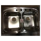 Pergola Drop-In Stainless Steel 33 in. 4-Hole Double Bowl Kitchen Sink by Elkay Customer Returns See Pictures