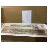 Theo 73 in. White Wood 5-Shelf Ladder Bookcase with White Metal Frame by Nathan James Customer Returns See Pictures