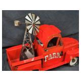New Recycled Metal Garden Art Farm Truck Hauling A Windmill