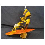 New Recycled Metal Garden Art Paddle Boarding / Surfing / Kayaking Frog