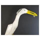 New Large Recycled Metal Garden Art Crane with Fish in Mouth