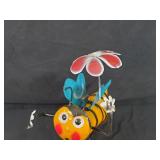 New Recycled Metal Garden Art Bee with Flower Umbrella