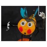 New Recycled Metal Garden Art Bee with Flower Umbrella