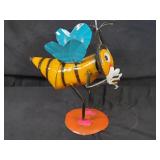 New Recycled Metal Garden Art Bee with Flower Umbrella