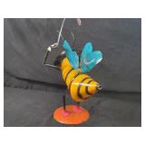 New Recycled Metal Garden Art Bee with Flower Umbrella