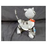New Recycled Metal Garden Art Cat with Flowers