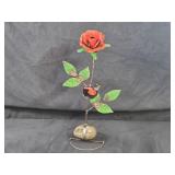 New Recycled Metal Garden Art Rose with Ladybug