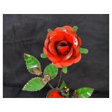 New Recycled Metal Garden Art Rose with Ladybug