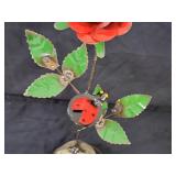 New Recycled Metal Garden Art Rose with Ladybug