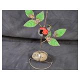New Recycled Metal Garden Art Rose with Ladybug