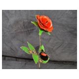 New Recycled Metal Garden Art Rose with Ladybug