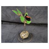 New Recycled Metal Garden Art Rose with Ladybug