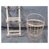 New Recycled Metal Wine Rack and Basket
