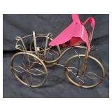 New Recycled Metal Garden Art Flamingo on Trike Planter / Plant Holder