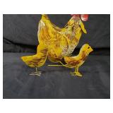New 3 Piece Set of Recycled Metal Garden Art Hen and 2 Chicks