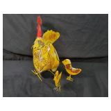 New 3 Piece Set of Recycled Metal Garden Art Hen and 2 Chicks