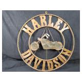 New Large Recycled Metal Art Harley Davidson Sign with Hook