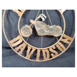 New Large Recycled Metal Art Harley Davidson Sign with Hook