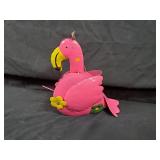 New Recycled Metal Pink Flamingo Birdhouse with Hanging Hook