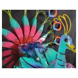 New Large Recycled Metal Spinning Peacock