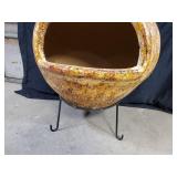 Brand New Clay Chiminea Fire Pit with Stand and Rain Cap