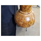 Brand New Clay Chiminea Fire Pit with Stand and Rain Cap
