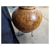 Brand New Clay Chiminea Fire Pit with Stand and Rain Cap