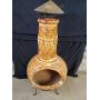 Brand New Clay Chiminea Fire Pit with Stand and Rain Cap