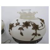 Matching Pair of Large Vintage Hollywood Regency Glass Hurricane Lamps