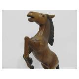 Carved Wood Rearing Horse Sculpture