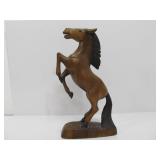 Carved Wood Rearing Horse Sculpture