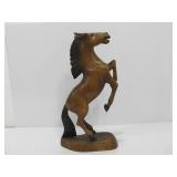 Carved Wood Rearing Horse Sculpture