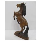 Carved Wood Rearing Horse Sculpture
