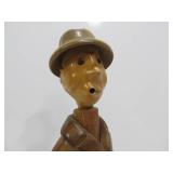 Hand Carved Wood Vintage Comical Fisherman Sculpture