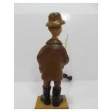 Hand Carved Wood Vintage Comical Fisherman Sculpture
