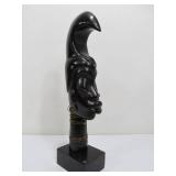 Hand Carved Vintage African Bust Sculpture w/Brass