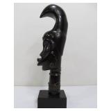 Hand Carved Vintage African Bust Sculpture w/Brass