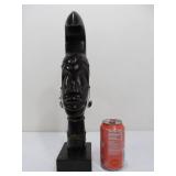 Hand Carved Vintage African Bust Sculpture w/Brass