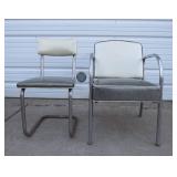 2 Vintage Mid Century / Deco Chairs w/Silver Sparkle Upholstery