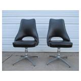 Matching Pair of Vintage Mid Century High-Back Swivel Chairs