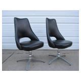 Matching Pair of Vintage Mid Century High-Back Swivel Chairs