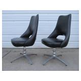 Matching Pair of Vintage Mid Century High-Back Swivel Chairs
